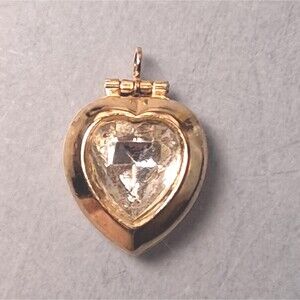 Vintage Heart Rhinestone Locket Charm Pendant